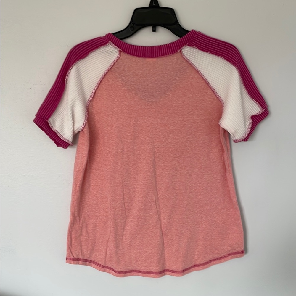 Pink Raglan Short Sleeve T-Shirt - Picture 2 of 2